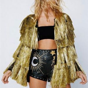 Excellent condition gold  Tinsel Fringe Jacket Size 8